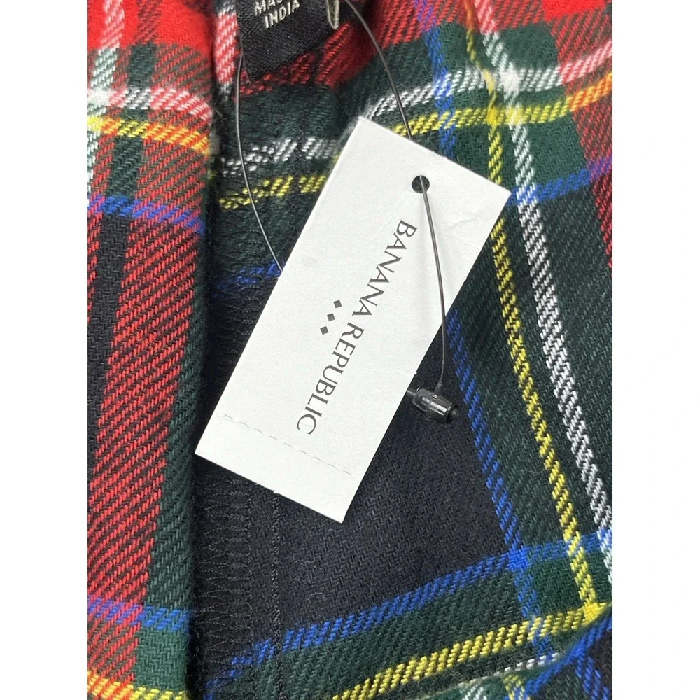 Banana Republic Men's Plaid Pajama Pants Size Small Red Elastic Waist NEW